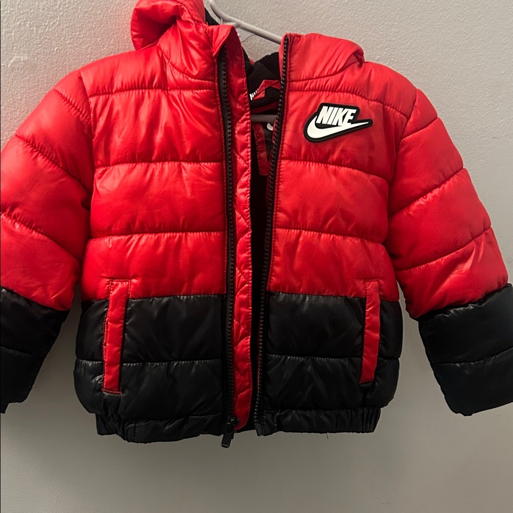 Nike Kids Red and Black Puffer Jacket